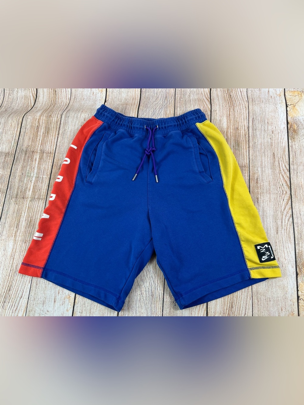 Mens Jordan Nike Air DNA Fleece Blue Orange Basketball Shorts Size Medium